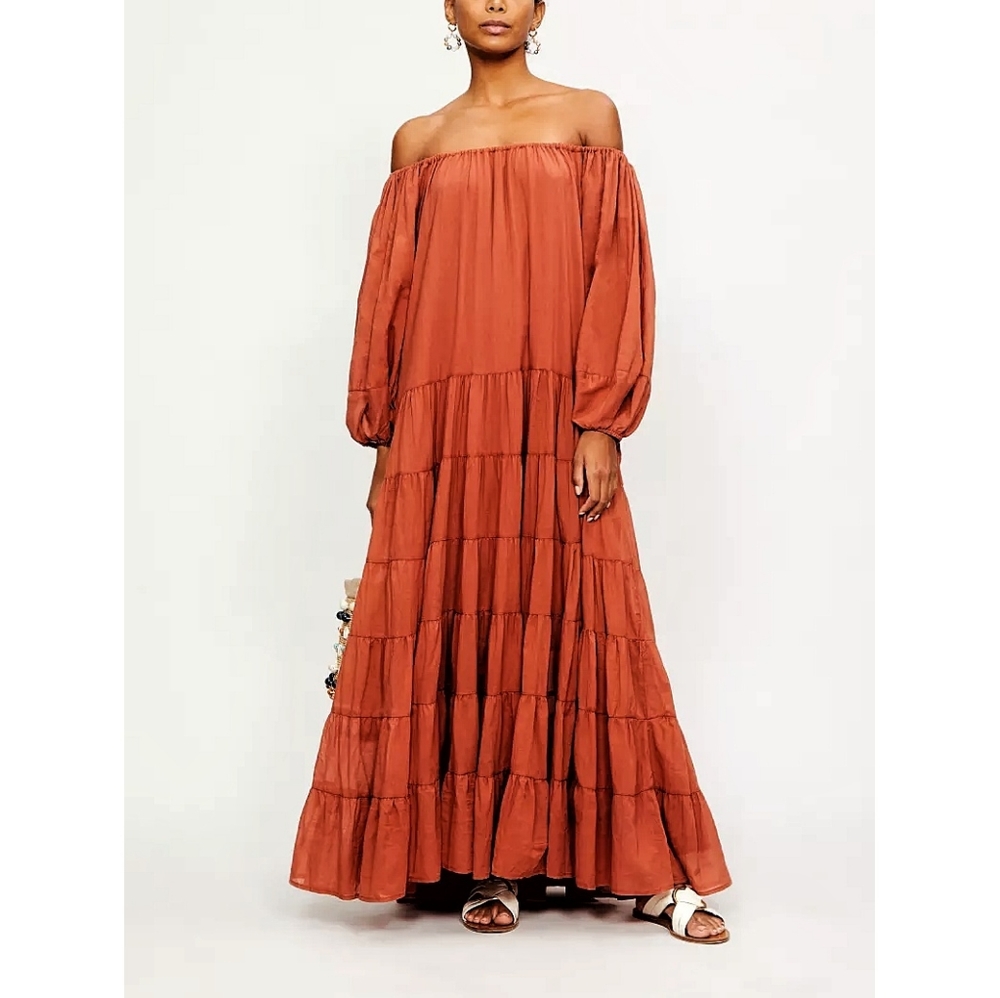 Erika Pena x Anthropologie Brielle Bohohemian Tiered Voile Cotton Maxi D… - Picture 3 of 9